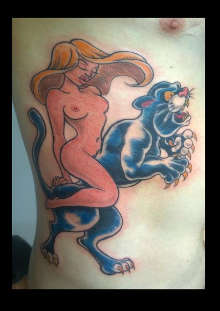 Tattoos - Pinup and Panther Color Tattoo - 114346